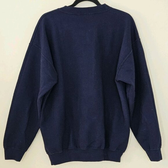 MV Sport Sweatshirt Mens L Navy Crewneck Waterway Hills Golf Course LS VTG FLAW - Picture 2 of 15